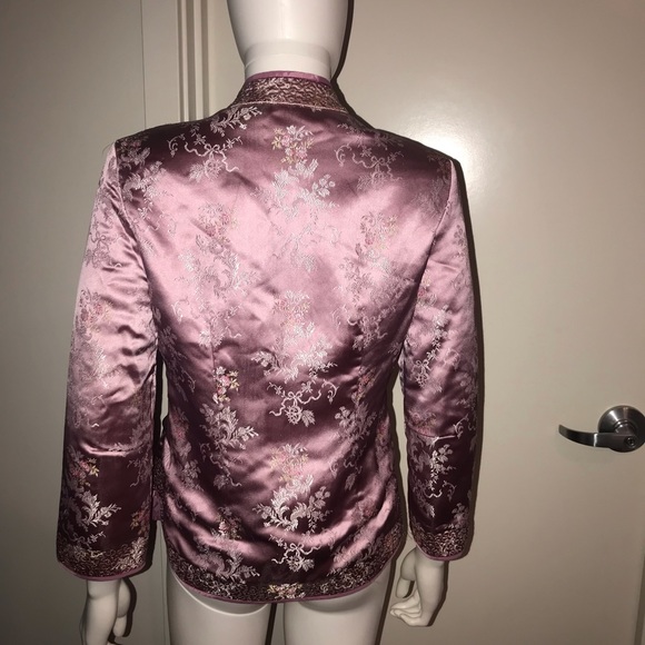 ANTHROPOLOGIE pink satin embroidered jacket top 6 - Picture 4 of 6